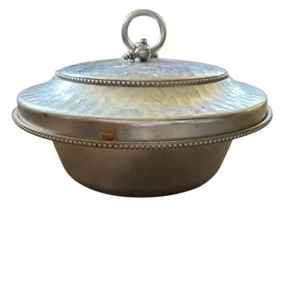 Vintage BW Buenilum Hammered Aluminum Casserole Dish Base & Lid Only No Glass